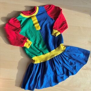 Vintage '80s primary colorblock kids dress size 6X